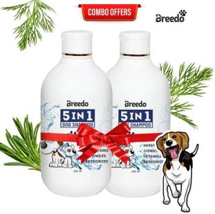 Breedo Dog Need (Pack of 2) Dog 5 IN 1 Shampoo + 5 IN 1 Shampoo Allergy Relief, Conditioning, Anti-fungal, Anti-microbial, Anti-itching, Anti-dandruff Natural Dog Shampoo