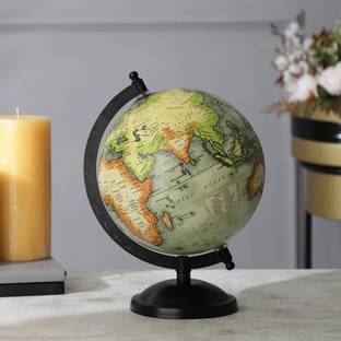 Exim Decor Black Metal Globe Showpiece Decorative Showpiece  -  23 cm