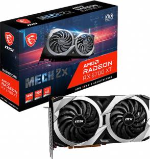 Add to Compare MSI AMD Radeon Radeon RX 6700 XT MECH 2X 12G OC 12 GB GDDR6 Graphics Card 2620 MHzClock Speed Chipset: AMD Radeon BUS Standard: PCI Express Gen 4 Graphics Engine: Radeon RX 6700 XT Memory Interface 192 bit 3 year manufacturer warranty ₹77,082 ₹1,47,000 47% off Free delivery No Cost EMI from ₹8,565/month