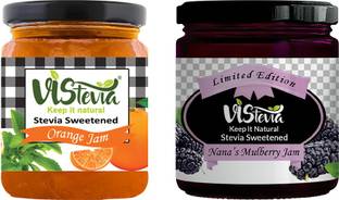 Vistevia Sugar Free Combo of Orange & Mulberry Jam- Pack of 2 (220g X 2)