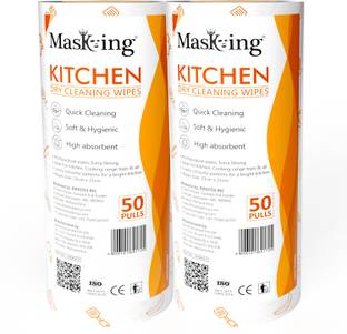 MasKing Kitchen Dry Cleaning Wipes, Tissue Roll Multipurpose use in Pack of 2, B