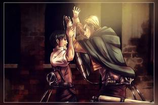 Attack On Titan Erwin Smith Levi Ackerman Matte Finish Poster Paper Print