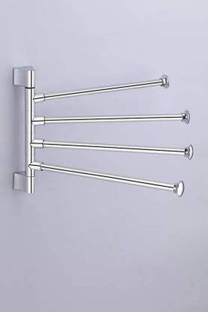 GLOXY Stainless Steel Premium Folding Towel Holder | Rack Abs (Silver) Stainless Steel Wall Shelf