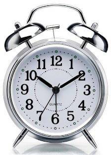 RajAshish Analog Silver Alarm Clock With Twin Bell Design, Back Light And Luminance Display Clock