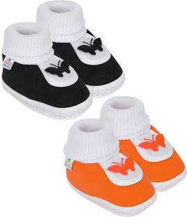 Neska Moda 0 To 6 Months Set of 2 Pair Butterfly Newborn Soft Skin-Friendly Cotton Baby Booties