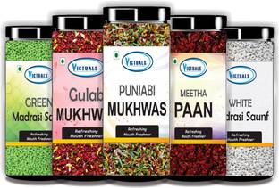 Victuals Combo Pack Of Mukhwas Gulab Mukhwas | Punjabi Mukhwas | Calcutta Meetha Paan Gulab Mukhwas, Punjabi Mukhwas, Meetha Paan, White Madrasi Saunf, Green Madrasi Saunf Mouth Freshener