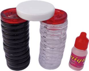 RPS sports 24 TRANSPARENT CARROM COIN + STRIKER + POWDER Carrom Pawns