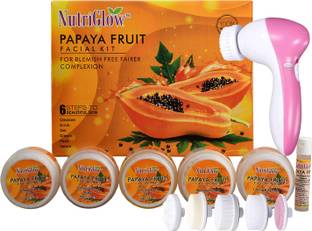 NutriGlow Papaya Facial Kit (250+10)g with 5 in 1 Face Massager