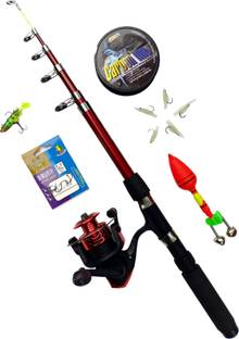 Abirs 2.1 meter Fishing rod and reel sfull set telescopic Red Fishing Rod
