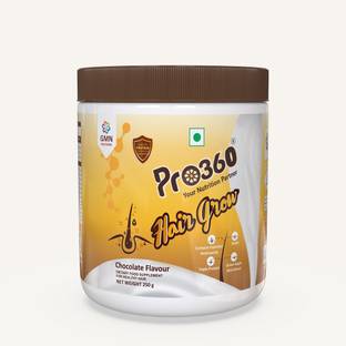 PRO360 Hair Grow Nutritional Protein Drink Biotin Rich Dietary Supplement for Healthier, Thicker and Shinier Hair - Chocolate Flavour