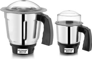 Goldwinner Dry Jar and Chutney Jar for Mixer Grinder (350ML & 700ML) Steel with Handle Mixer Juicer Jar