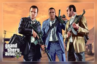 Grand Theft Auto V Rockstar Games Characters Video Game Matte Finish Poster Paper Print