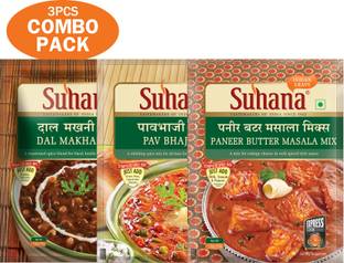 SUHANA Paneer Butter 50g x 1, MixPav Bhaji Mix 60x 1, Dal Makhani Mix 50g x 1