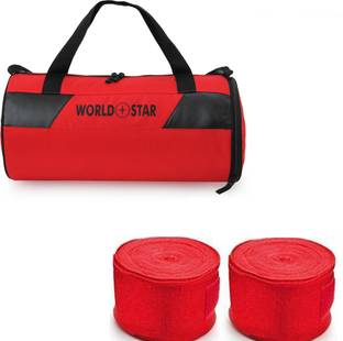 Worldstar Gym Duffel Bag Black Sports (red) gym bag shoe compartment with red hand warp
