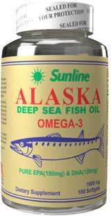 sunline alaska Deep Sea Fish Oil, Omega-3, 1000mg (100 Softgels)