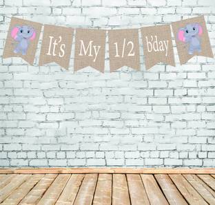 FUNCART Jungle animal theme it's my half birthday Banner
