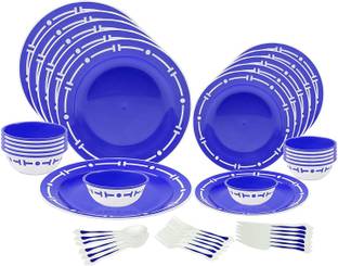 Flipkart SmartBuy Pack of 42 Plastic Double Color Dinner Set of 42 with Big Plates,Small Plates,Big Bowls,Small Bowls Dinner Set