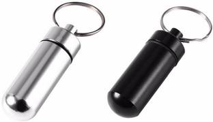 AlexVyan 2 Pcs Waterproof Medicine Case Aluminum Pill Storage Holder Keychain Medicine Dispenser