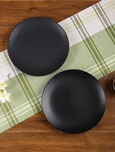 caffeine Ceramic Handmade Black Matte 10 inch Dinner Plate