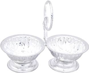 KMJ pure silver kumkum haldi holder / roli chawal box for puja (wt. 16-17 grams) Silver