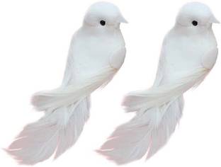 R H लाइफस्टाइल 2 Pcs Artificial Foam Feather White Birds for DIY Craft Home Décor