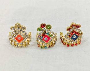 DURGA HOSIERY Heavy Diamond Stone Desighner Mukut, SET OF 3 Deity Ornament