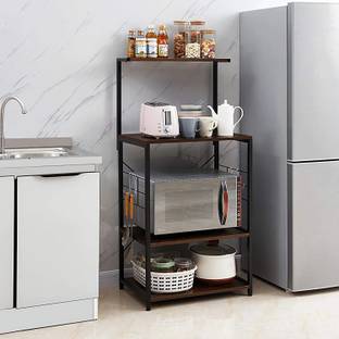 TEKAVO Microwave oven stand Organizer Shelf for kitchen storage | 1 year warranty Wooden Kitchen Trolley