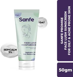 Sanfe Promise 3% Sepicalm Face Lush Moisturiser | For Oily & Acne Prone Skin, 50gm | Lightweight Moisturizer, Non-comedogenic & Fragrance Free