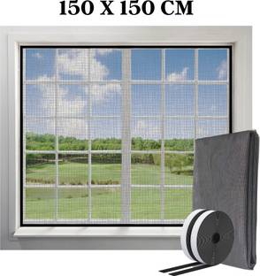 Royalkart High Density Polyethylene H.D.P.E Adjustable Window Screen DIY Fiberglass Mesh Anti-Mosquito Bug Insect (150 cm X 150 cm)(Dark Grey) Insect Net