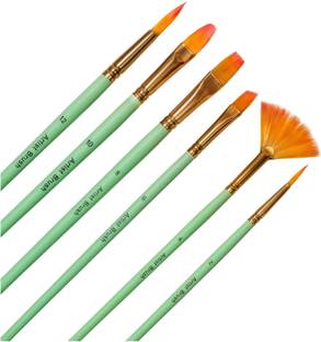 Definite Art Nylon Synthetic Bristles Paint Brushes combo of Pointed Round, Filbert, Script Detail Liner and Fan; Anti-Shedding Nylon Bristles ideal for Watercolor, Poster, Tempera, Acrylic Painting for Students, Artist, Hobbyist and Professionals