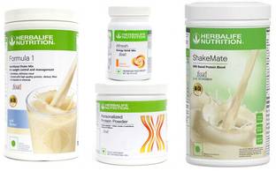 Herbalife Nutrition Formula 1 Kulfi + Protein Powder 200 G + Afresh - Peach + Shake Mate Protein Shake