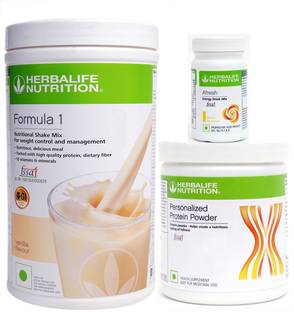 Herbalife Nutrition Formula 1 STRAWBERRY + Dinoshake Chocolate (200gm) + Afresh Lemon Set of 3 Plant-Based Protein