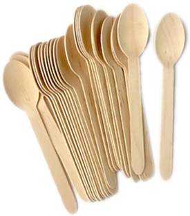 SM Exports India Disposable Wooden palm leaf Spoon - Pack of 25. Disposable Wooden Table Spoon Set