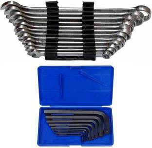 Exotic Arcade Combo of 12 Pcs Combination Spanner and 9 Pcs Allen Key Set || Best Quality Heavy Duty Double Sided Combination Wrench