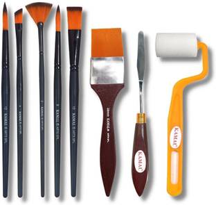KAMAL Artist Quality Matte Handle Essential Painting Tool Kit with Painting Knife and Roller for Watercolor, Acrylic, Oil Painting