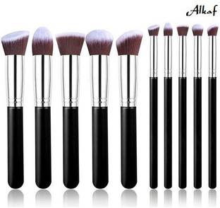Alkaf 10 Piece Premium Makeup Brush Set Black ( Pack of 10 )