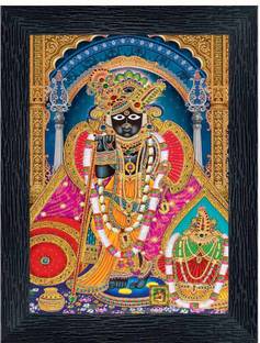 pnf Banke Bihari Vrindavan Religious Frame with Acrylic Sheet for Worship/Pooja Digital Reprint 8 inch x 6 inch Painting