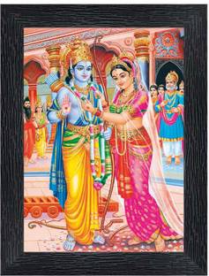 pnf Ram Vivah Religious Frame with Acrylic Sheet for Worship/Pooja20808 Digital Reprint 8 inch x 6 inch Painting