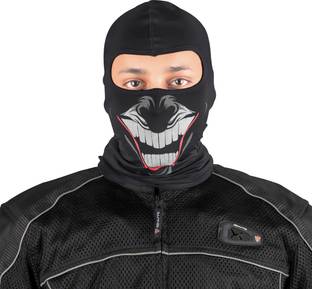 Steelbird Black, White Bike Face Mask for Men & Women
