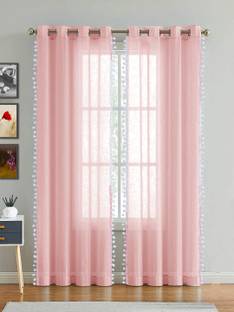 HOMEMONDE 213 cm (7 ft) Cotton Transparent Door Curtain (Pack Of 2)