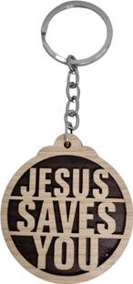 BLESSINGS Jesus Saves You Wooden Key Chain