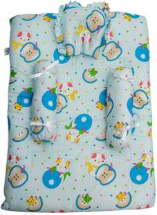 babio Mattress Set With head Pillow and Bolsters (Light Blue)