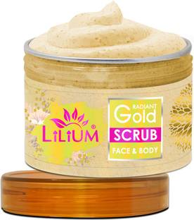LILIUM Radiant Gold Face & Body Scrub With Gold Dust & Olive Oil, Scrub