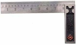 ASAONE Carpenter try square with 8 inch steel ruler scale heavy duty 90 degree. Tri-Square