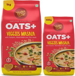 Yogabar High Protein Veggies Masala Oats 1kg with 400g Combo Pouch
