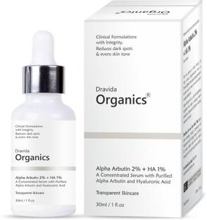 Dravida Organics Alpha Arbutin 2% + Hyaluronic Acid 1% Depigmentation Face Serum