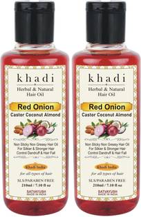 Satvayush Khadi Red Onion Oil with Extract Coconut Almond Castor Natural & Herbal Hair Oil