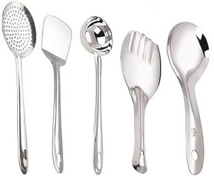 3D METRO SUPER STORE Stainless Steel Kitchen Tool Cooking and Serving Spoon Spatula, Set of 5 Kitchen Tool Set
