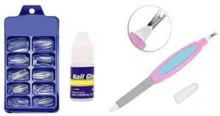 mapperz Fake Nails With Glue Kit/ Artificial Nails Set Acrylic Fake with File Tool
