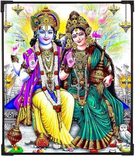 FURNATO | Lakshmi Narayan Painting with UV Coated MDF Frame | Home Decor Digital Reprint 14 inch x 12 inch Painting